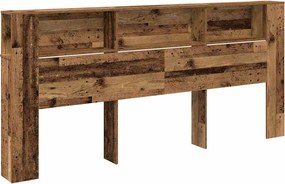 vidaXL Tablă de pat cu sertar cu raft Lemn vechi 220 x 18,5 x 102,5 cm