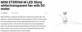 Lustra cu Ventilator si telecomanda MINI ETERFAN M LED alb/transparent