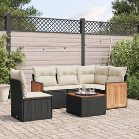 3260061 vidaXL Set mobilier de grădină cu perne, 6 piese, negru, poliratan