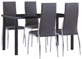 3052999 vidaXL Set mobilier de bucătărie, 5 piese, gri, piele ecologică