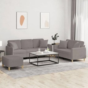 vidaXL Set de canapele cu perne, 3 piese, gri taupe, textil