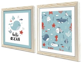 Tablouri pentru copii 2 buc. 33x33 cm Hello Ocean - Wallity