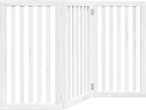 vidaXL Poartă pentru câini pliabilă, 3 panouri, alb, 150 cm, lemn plop