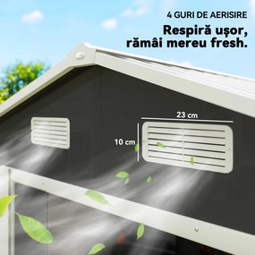 Outsunny Magazie de Gradina, Suport pentru Unelte din Otel cu Usi Glisante si Orificii de Aerisire, 196x236x208 cm, Maro | Aosom Romania