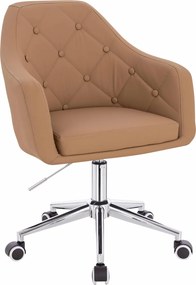 HR831K Scaun Caramel Piele Ecologica Premium Soft cu Bază Cromata