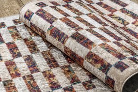 ANDRE 43780 covor lavabil Geometric anti-alunecare - bej / teracotă