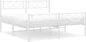vidaXL Cadru de pat metalic cu tăblie, alb, 120x200 cm