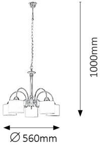 Rabalux 7276 - Lustră EDITH 5xE27/60W/230V bronz