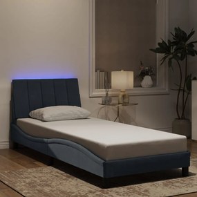 3213758 vidaXL Cadru de pat cu lumini LED, gri închis, 152x203 cm, catifea