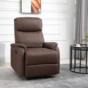 Fotoliu Relax Manual cu Spatar Rabatabil si Taburet din Piele Sintetica Maro HOMCOM | Aosom Romania