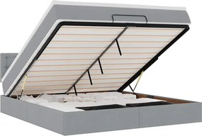 vidaXL Pat otoman cu saltea țesătură gri deschis 160x200 cm