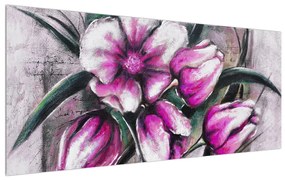 Tablou cu flori roz (120x50 cm), în 40 de alte dimensiuni noi