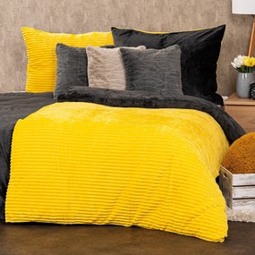 Lenjerie de pat din micro-flanelă 4Home Stripe, galben, 140 x 200 cm, 70 x 90 cm