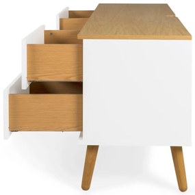 Masă TV cu detalii în decor de stejar Tenzo Dot, lățime 162 cm, alb