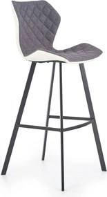 Scaun bar H83, gri/negru, stofa/piele ecologica/metal, 50x48x101 cm