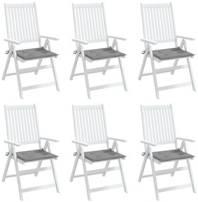 Perne scaun de gradina, 6 buc., gri, 40x40x3 cm, textil 6, Gri, 40 x 40 x 3 cm