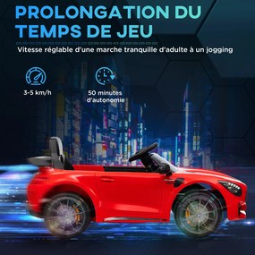 AIYAPLAY Mașină electrică pentru copii licențiată Mercedes-Benz AMG GTR 12V telecomandă 2,4G max. 5 km/h 108 x 67 x 46 cm rouge | Aosom Romania
