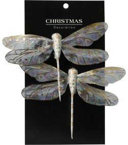 Set de decorațiuni de Crăciun Libelula violet,13,5 cm, 2 bucăți
