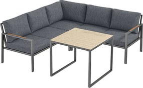 Outsunny Set Mobilier de Grădină Exterior 3 Piese 5 Persoane, 2 Canapele cu Perne Groase, 1 Masă de Cafea, 183x183x72cm, Gri Închis | Aosom Romania