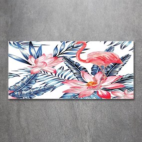 Tablou acrilic Flamingos și plante