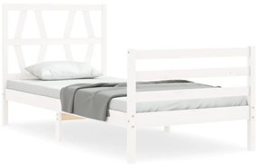 3194362 vidaXL Cadru de pat cu tăblie, alb, 90x200 cm, lemn masiv