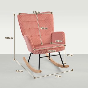 HOMCOM Fotoliu cu leagăn, Fotoliu de relaxare, Scaun cu leagăn, rezistent până la 120 kg, Poliester, 98 x 71 x 101 cm, Roz | Aosom Romania
