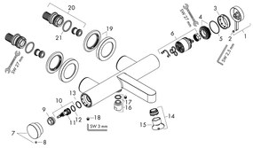 Baterie cada - dus, Hansgrohe, Finoris, montaj aparent, crom