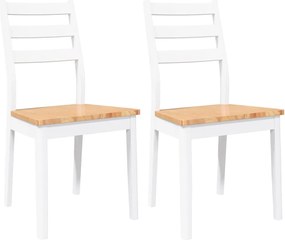 vidaXL Scaune de sufragerie 2 buc Cauciuc din lemn masiv alb