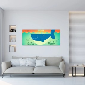 Tablou - Balenă veselă în mare (120x50 cm)