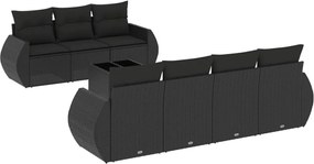 vidaXL Set mobilier de grădină cu perne, 8 piese, negru, poliratan