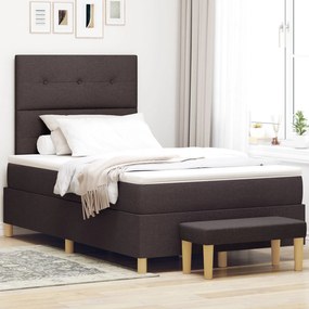 vidaXL Pat cu arcuri cu saltea și bancă maro închis 120x190 cm țesătură