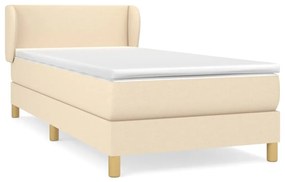 3126618 vidaXL Pat box spring cu saltea, crem, 90x200 cm, textil