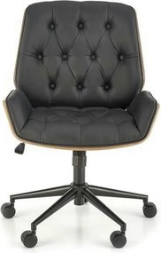 Scaun birou GAVIN, nuc/negru, piele ecologica/metal, 60x65x90/100 cm