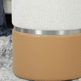 HOMCOM Set de 2 pufi de depozitare tapițați în chenille și PU, șezut căptușit pentru hol, dormitor, maro și crem | Aosom Romania