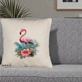 Perna Decorativa Raton in Halat Roz, 40x40 cm, Bej Canapea, Husa Detasabila, Perna Inclusa, BEKZ®