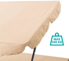 Sezlong dublu cu parasolar-bej