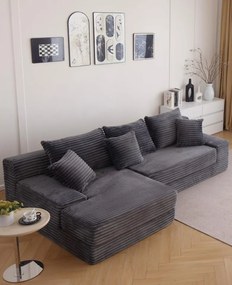 Canapea Colțar Memory Foam HD Soft Lounge | Design Modern &amp; Confort Premium | 5 Culori Disponibile | AlmaCasa (Culoare: Grej)