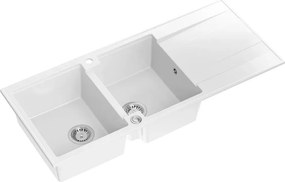 Chiuveta compozit incastrata Quadron Evan 121 alb - inox 116x50 cm