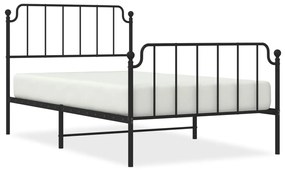 373901 vidaXL Cadru pat metalic cu tăblii de cap/picioare,  negru, 107x203 cm