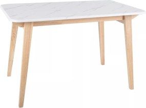Masa MARCUS, alb cu efect de marmura/stejar, 120x75x76 cm