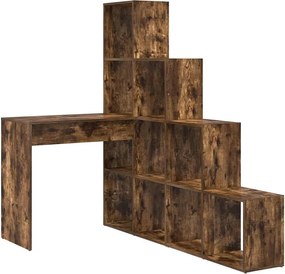 vidaXL Birou de colț cu raft Stejar fumuriu 101,5 x 149,5 x 149,5 cm