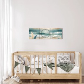 Tablou – Plajă pictată în culori delicate (cu ceas) (90x30 cm)