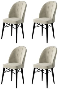 Set 4 scaune haaus Ritim, Crem/Negru, textil, picioare metalice