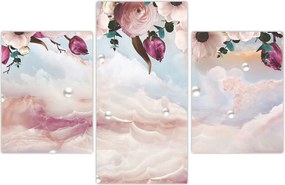 Tablou - Flori roz și marmură roz (90x60 cm)
