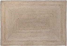 Covor din lână și iută împletit manual, maro natural, 120 x 180 cm, 2200 GSM, „Wool Jute Carpet Natural"