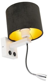 Lampă de perete modernă albă cu abajur din catifea neagră - Brescia