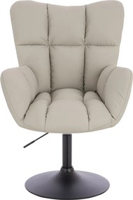 HR650N Scaun Ecru Piele Ecologica Premium Soft cu Bază Neagră