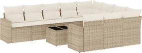 vidaXL Set canapele de grădină cu perne, 11 piese, bej, poliratan