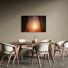 Tablou cu pădurea toamna în ceață (90x60 cm)