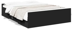 3280308 vidaXL Cadru de pat cu sertare, negru, 140x190 cm, lemn prelucrat